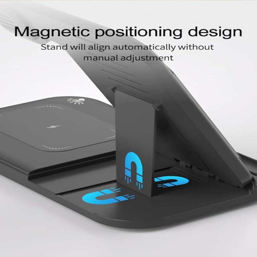 "Fast Charging Station for iPhone, Apple Watch, and AirPods" - A multifunctional 30W wireless charger that accommodates multiple Apple devices simultaneously, ideal for home or office use.